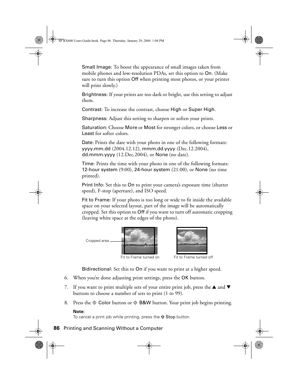 Epson All-In-One Stylus Photo RX600 User Manual | Page 86 / 164