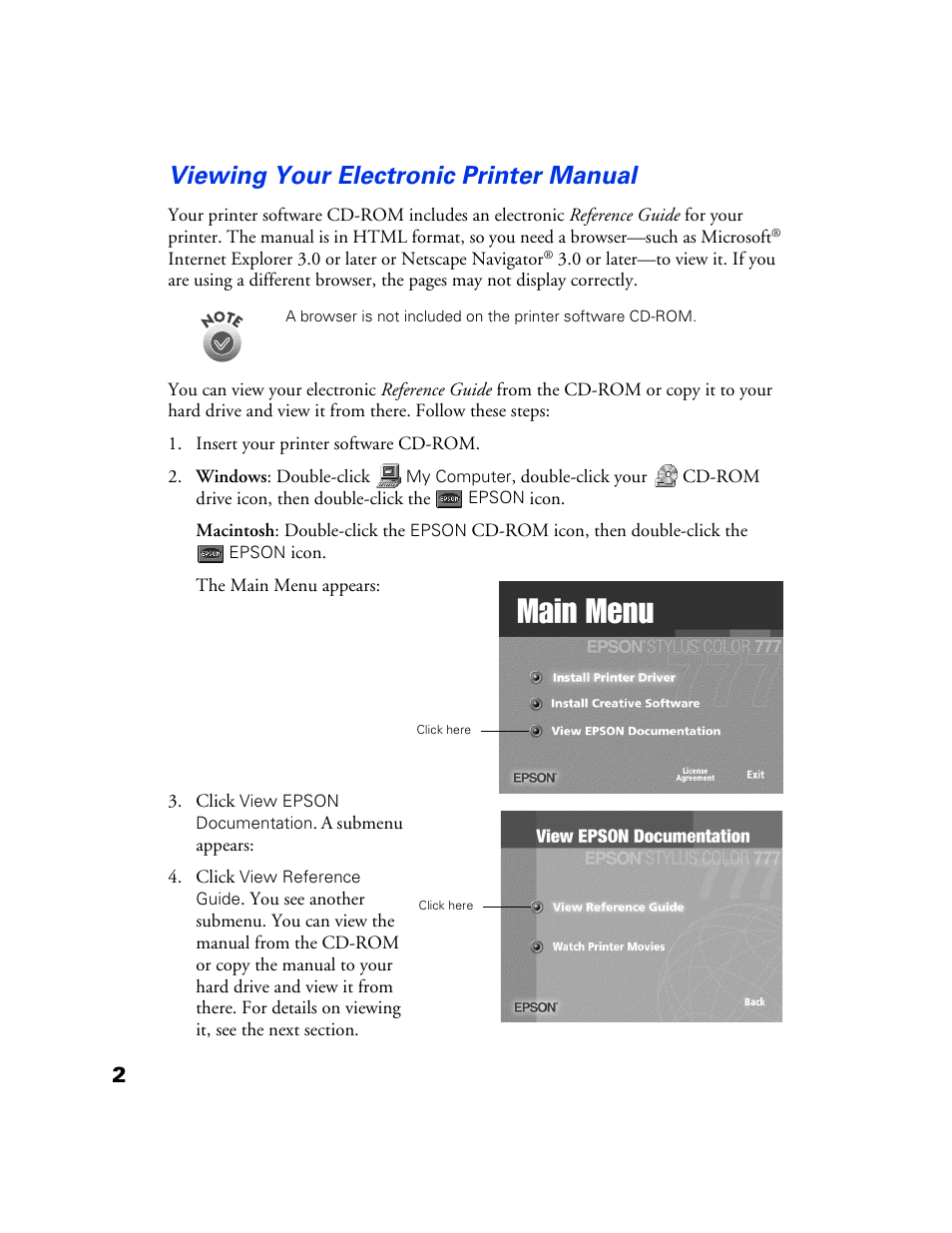 Viewing your electronic printer manual | Epson 777 User Manual | Page 6 / 53
