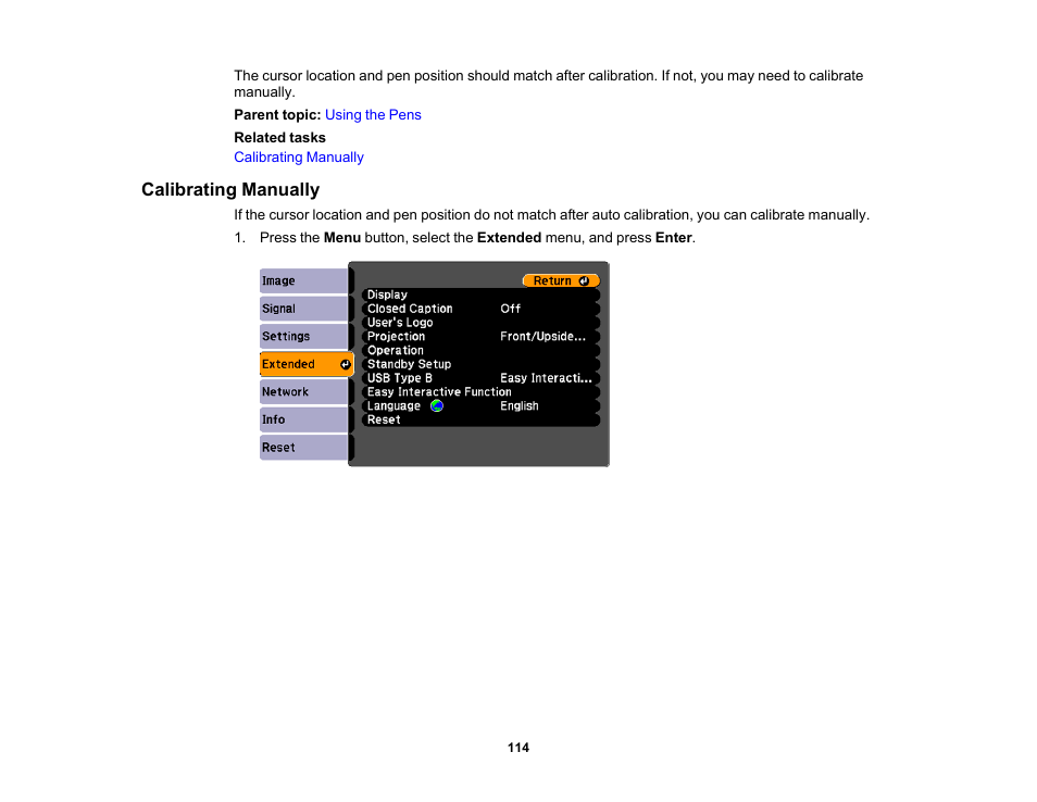 Calibrating manually | Epson 485Wi User Manual | Page 114 / 259
