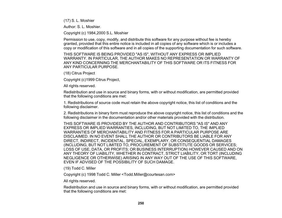 Epson 485Wi User Manual | Page 250 / 259