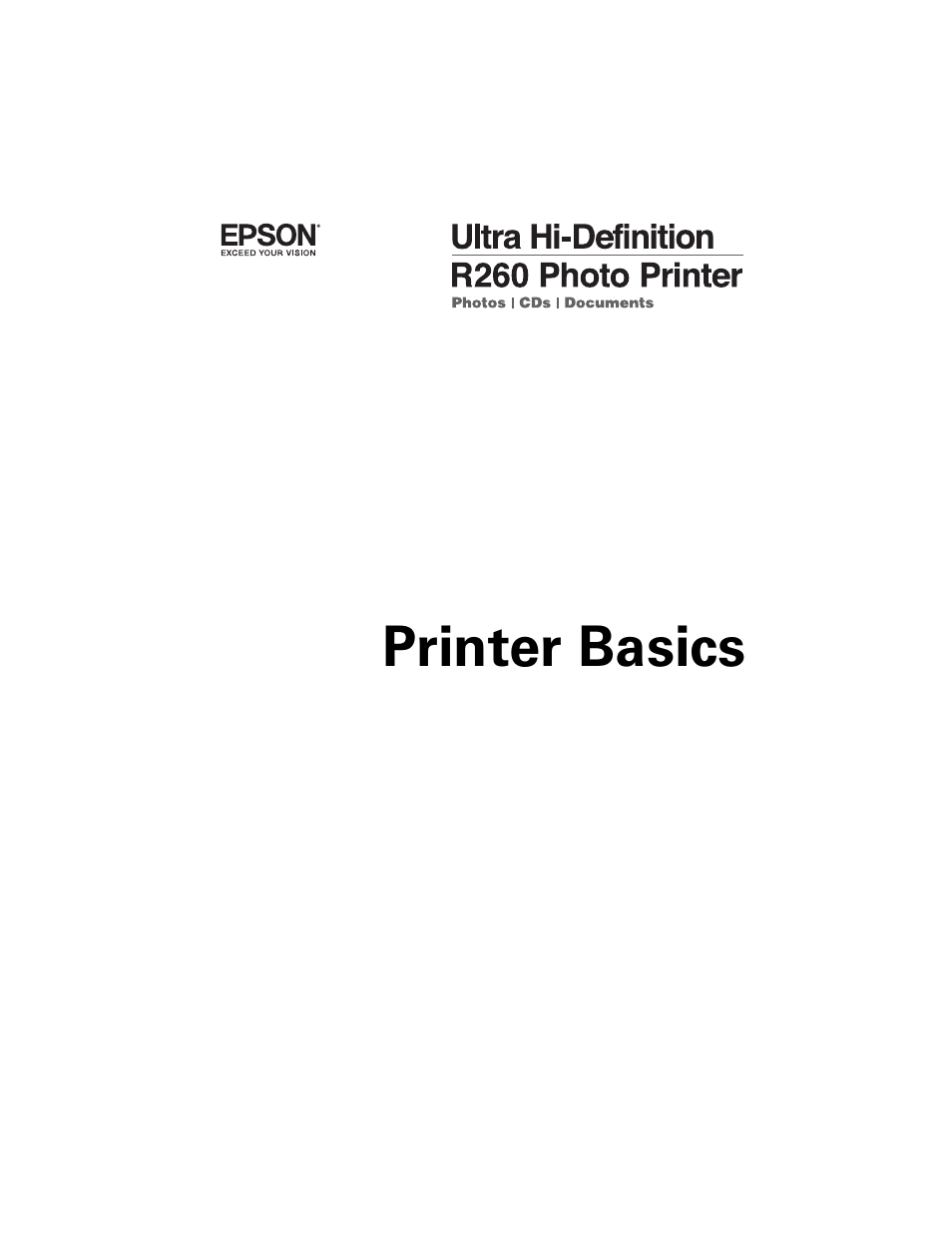 Epson Ultra Hi-Definition Photo Printer R260 User Manual | 82 pages