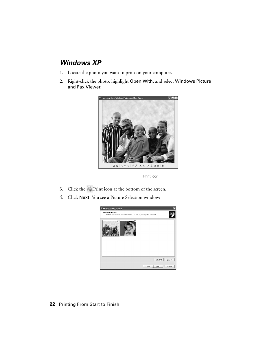 Windows xp | Epson Ultra Hi-Definition Photo Printer R260 User Manual | Page 22 / 82