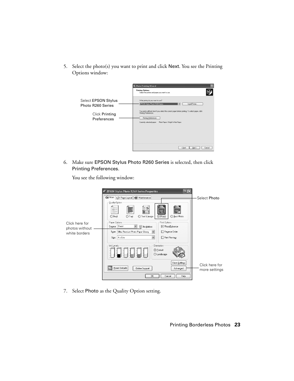 Epson Ultra Hi-Definition Photo Printer R260 User Manual | Page 23 / 82