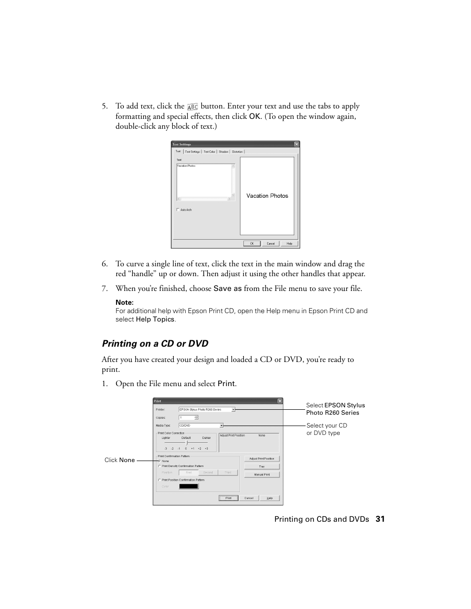 Epson Ultra Hi-Definition Photo Printer R260 User Manual | Page 31 / 82