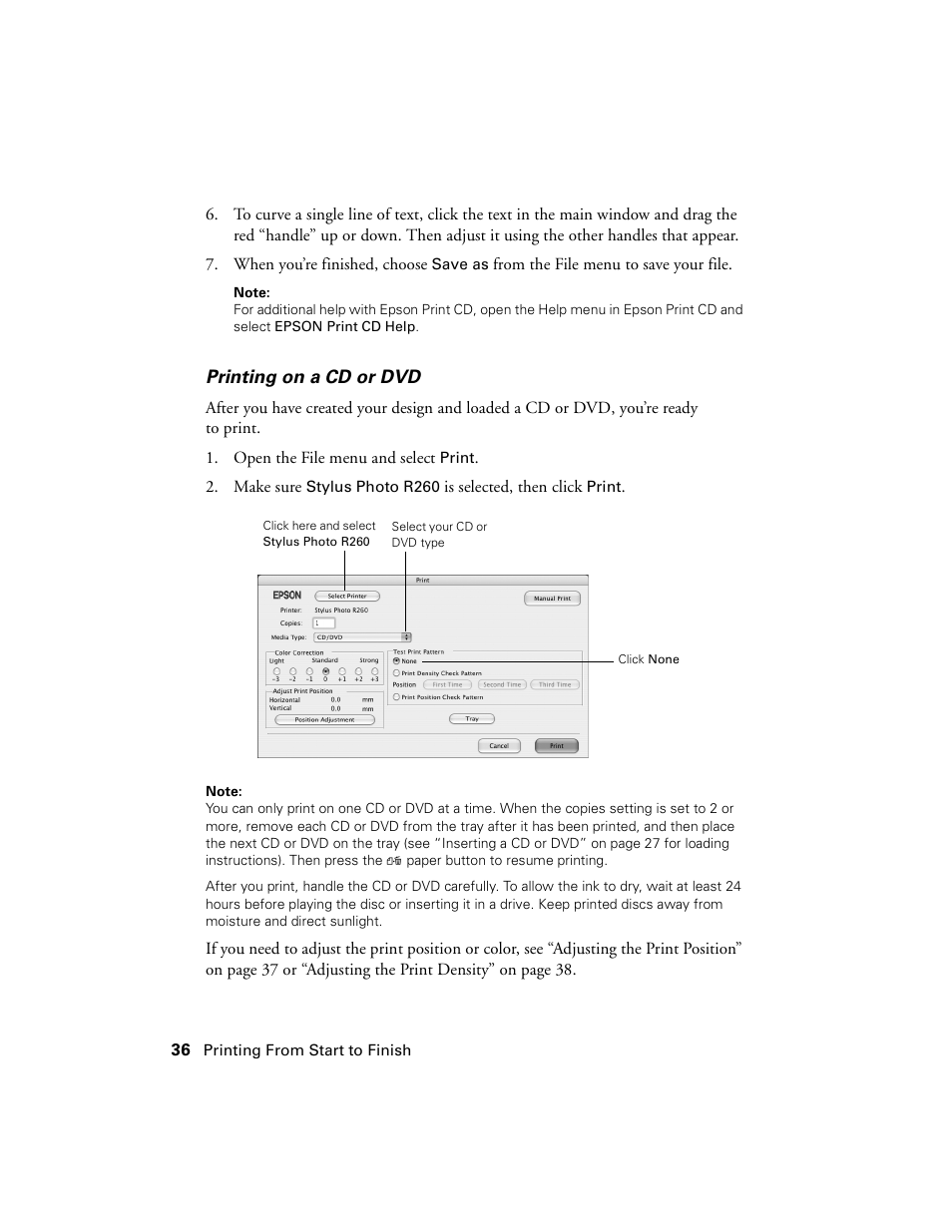 Epson Ultra Hi-Definition Photo Printer R260 User Manual | Page 36 / 82