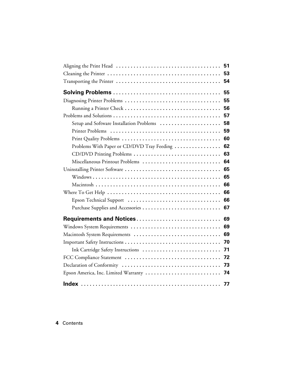 Epson Ultra Hi-Definition Photo Printer R260 User Manual | Page 4 / 82