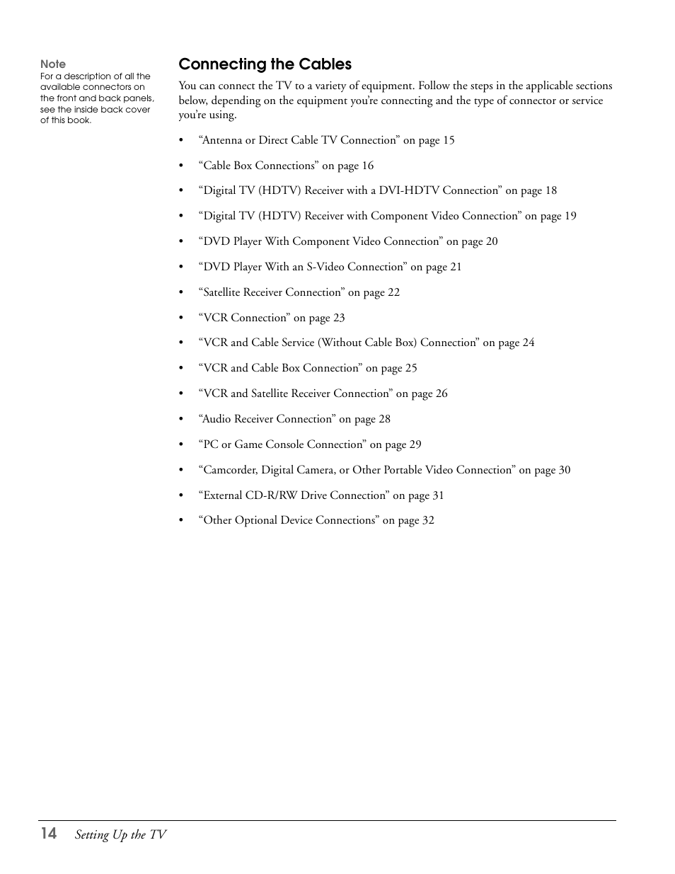 Connecting the cables | Epson LS57P1 User Manual | Page 14 / 138