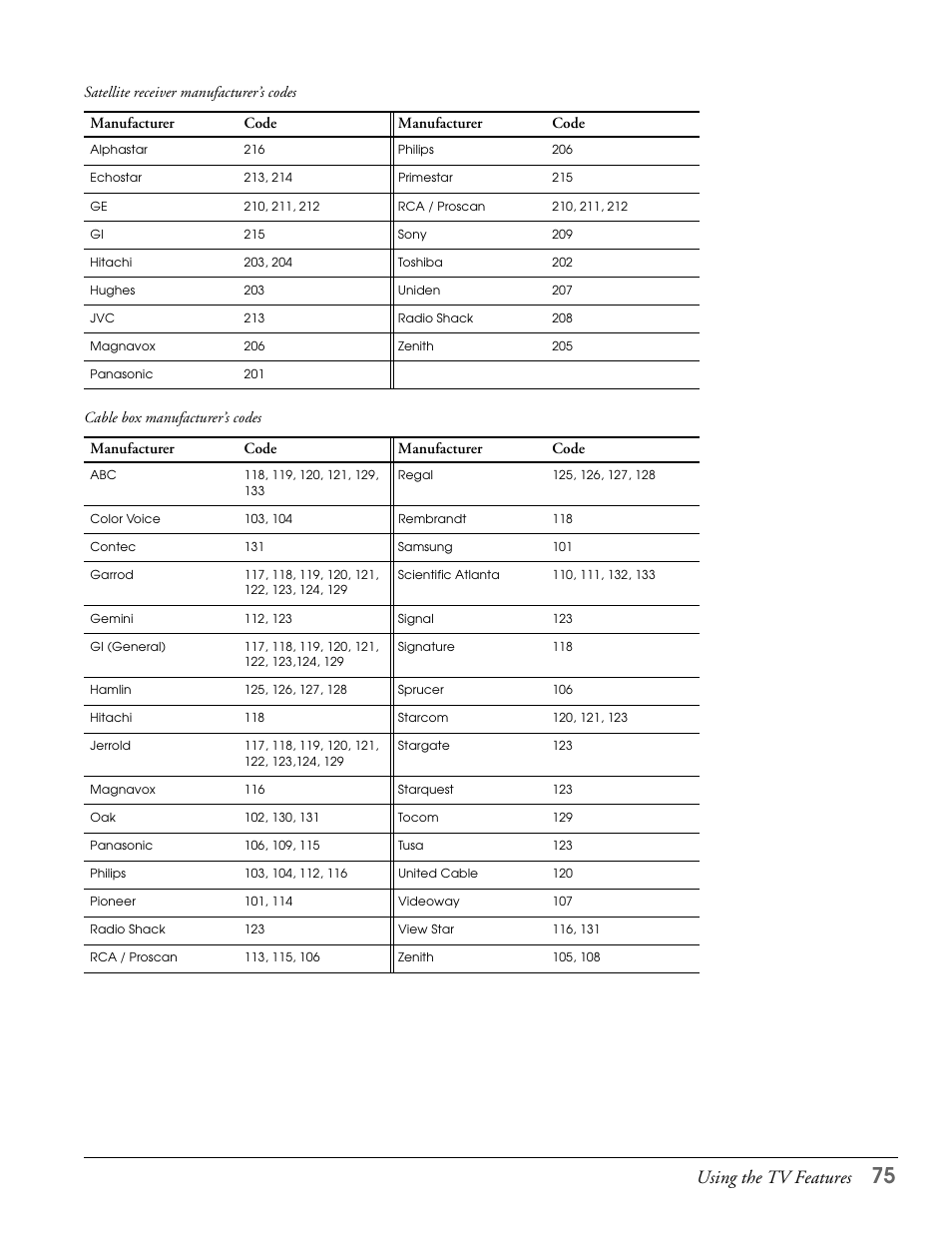 Using the tv features | Epson LS57P1 User Manual | Page 75 / 138