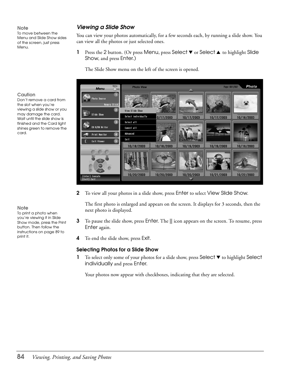 Viewing a slide show | Epson LS57P1 User Manual | Page 84 / 138