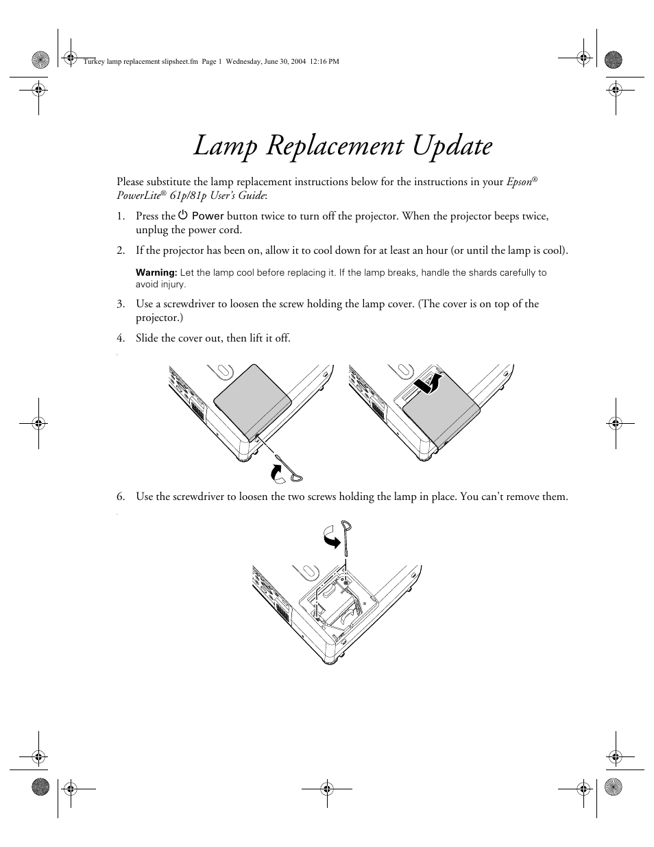 Epson PowerLite 81p User Manual | 2 pages