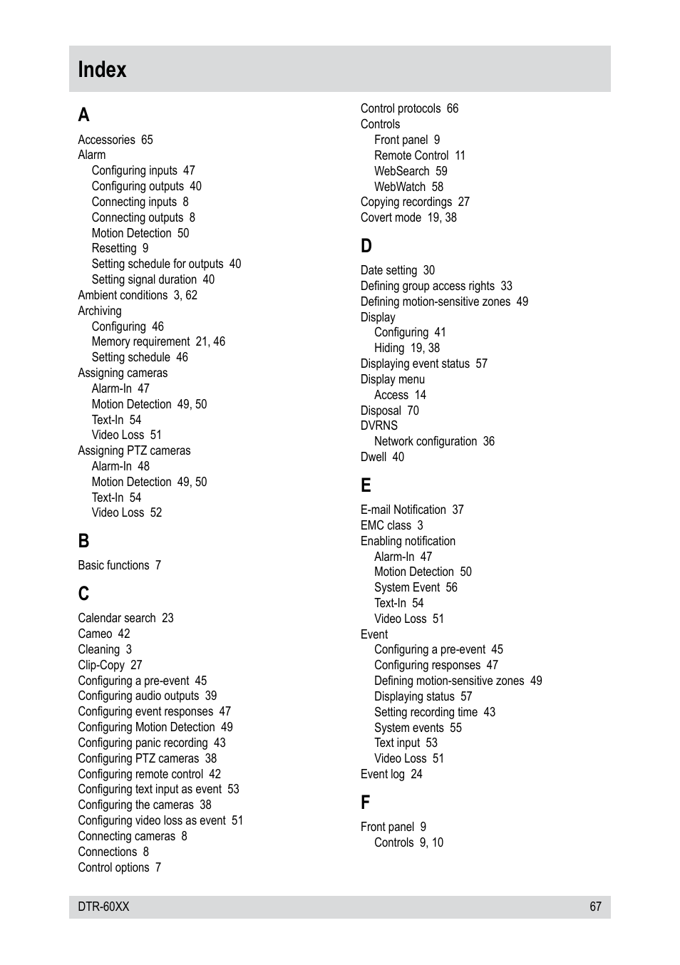 Index | Epson DTR-6008/750CD User Manual | Page 67 / 72