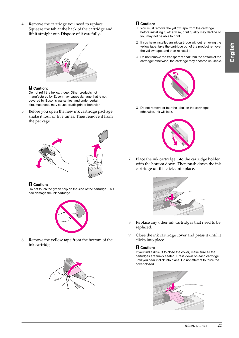 En g lis h | Epson STYLUS DX6000 User Manual | Page 23 / 36