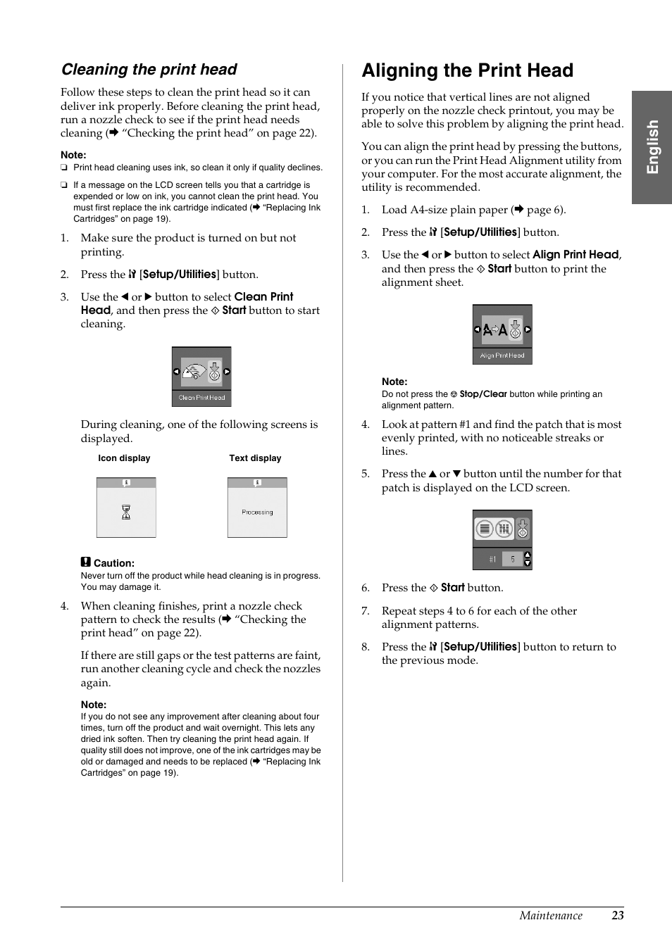 Cleaning the print head, Aligning the print head, En g lis h | Epson STYLUS DX6000 User Manual | Page 25 / 36