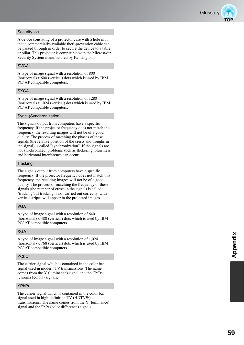 Appendix | Epson EH-TW3000 User Manual | Page 61 / 64