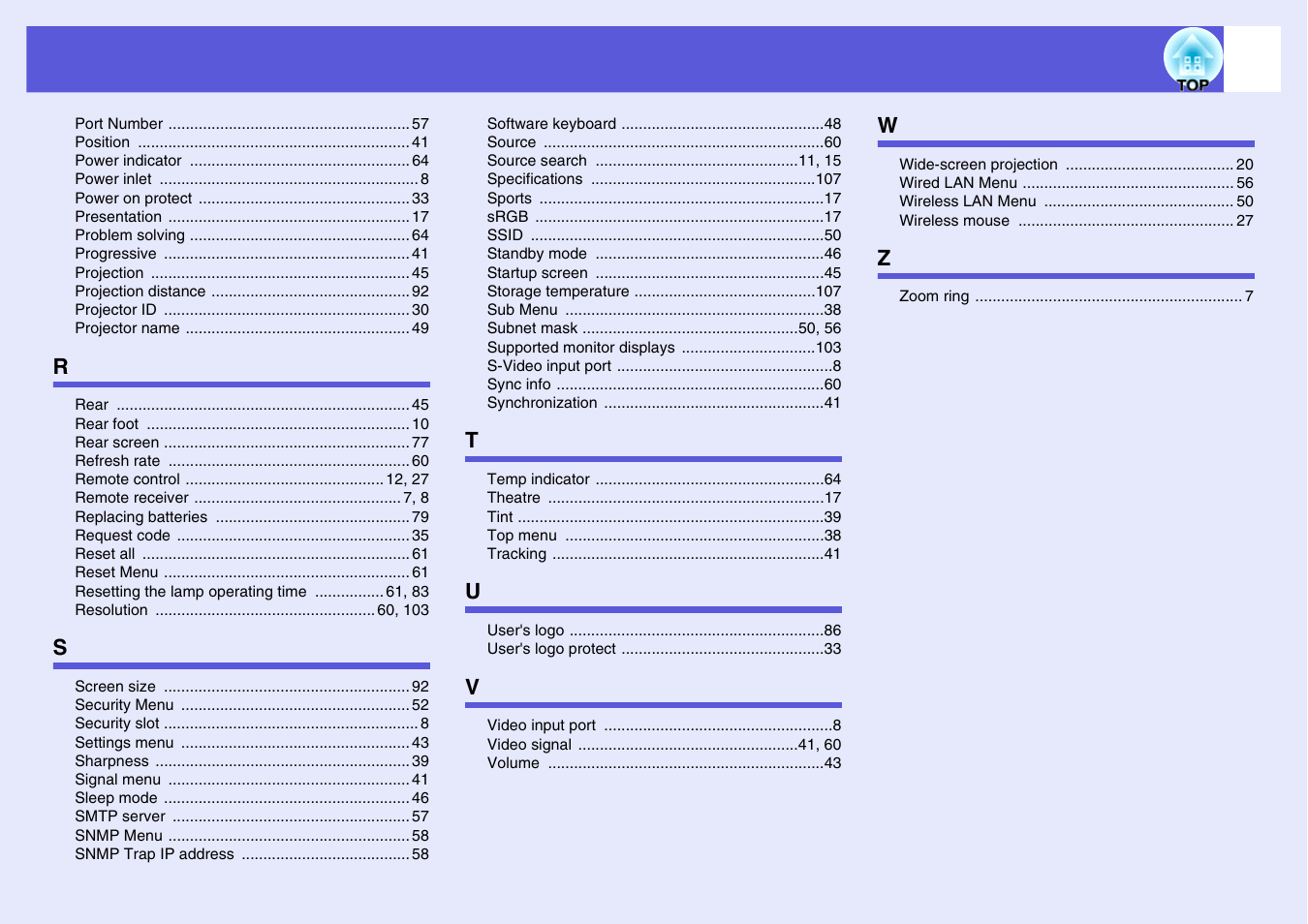 Epson EB 1735W User Manual | Page 115 / 116