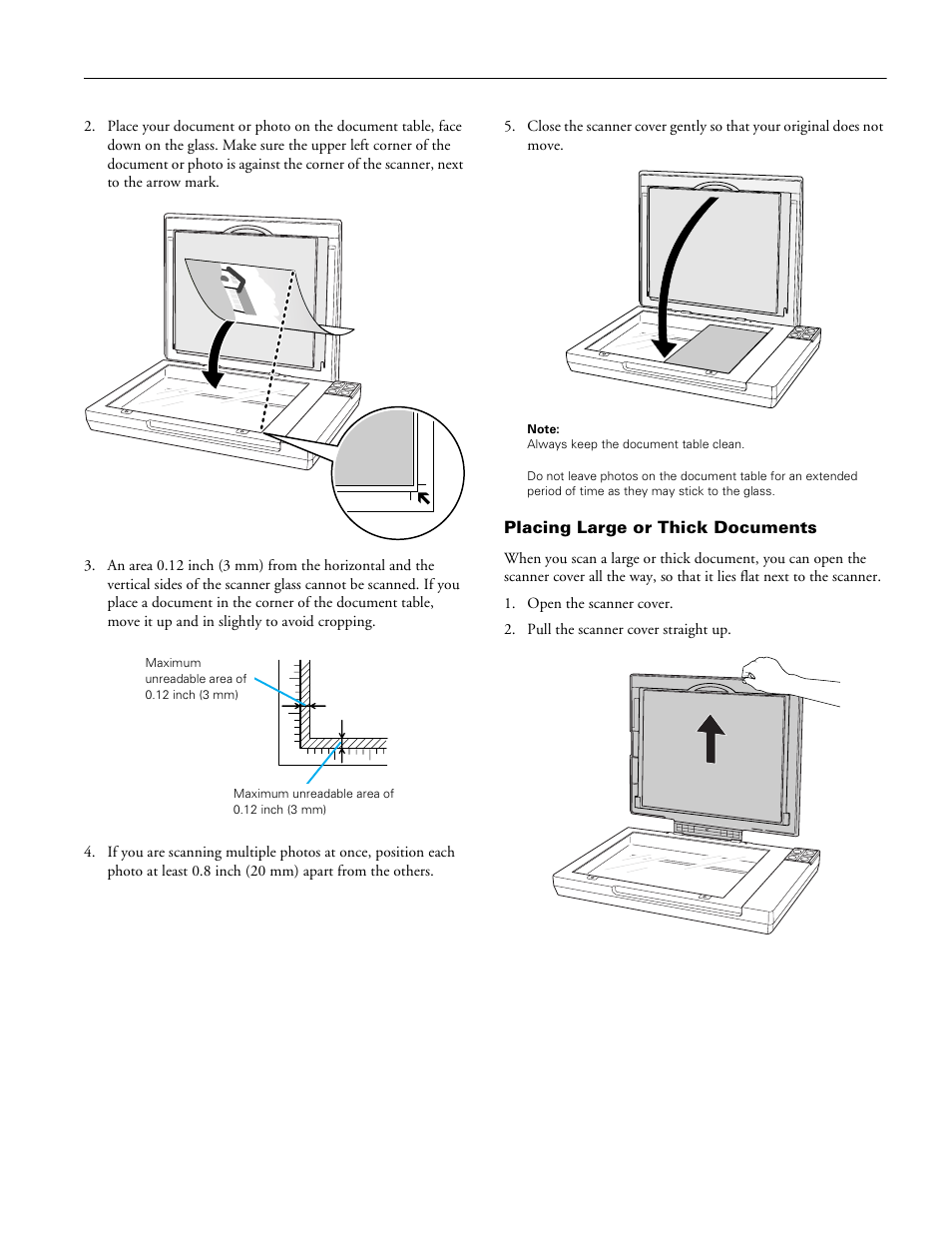 Placing large or thick documents | Epson Perfection V100 Photo User Manual | Page 3 / 8