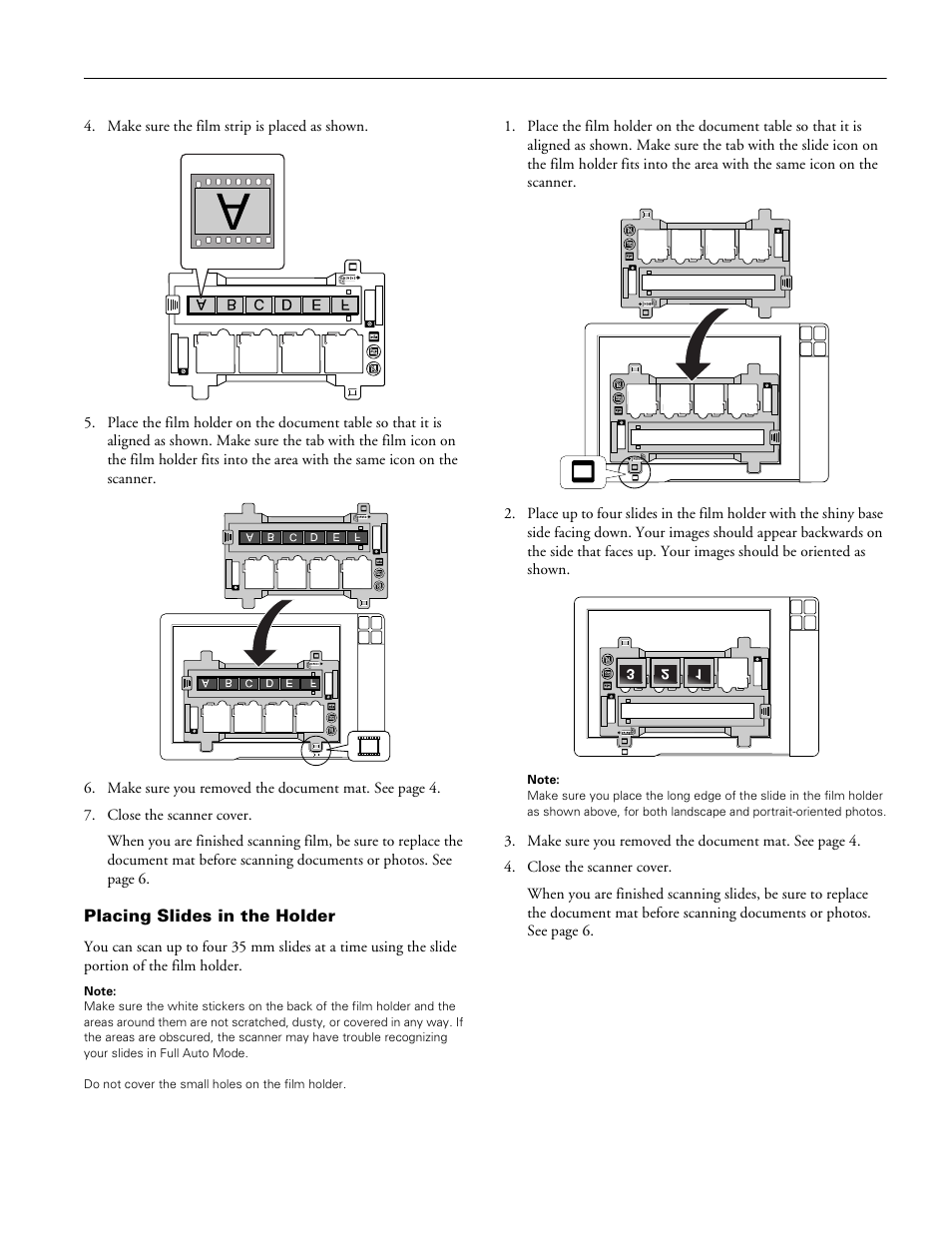 Placing slides in the holder | Epson Perfection V100 Photo User Manual | Page 5 / 8