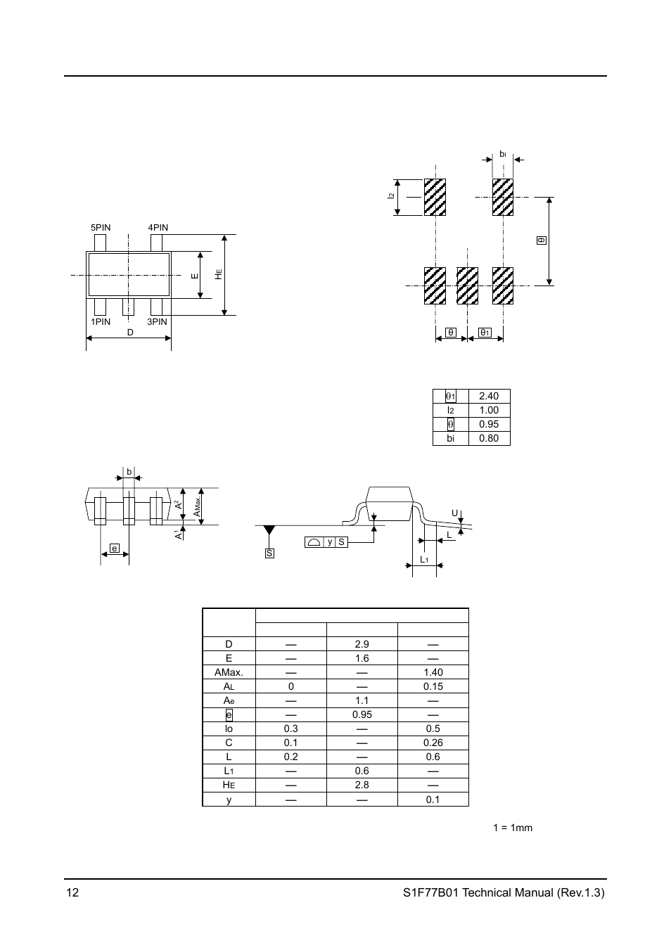 Dimensions | Epson S1F77B01 User Manual | Page 16 / 20