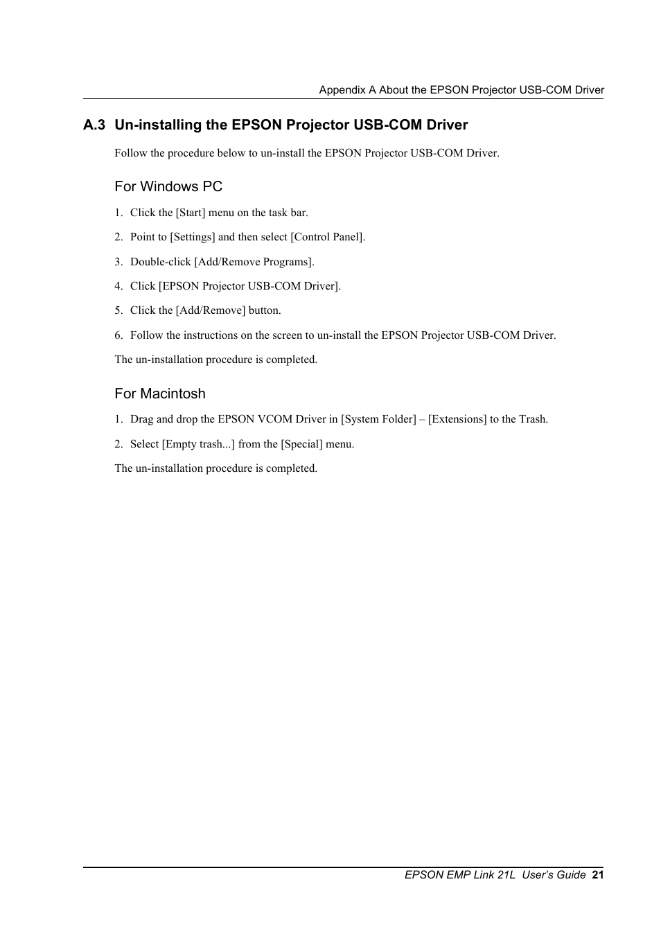 Epson 21L User Manual | Page 21 / 21