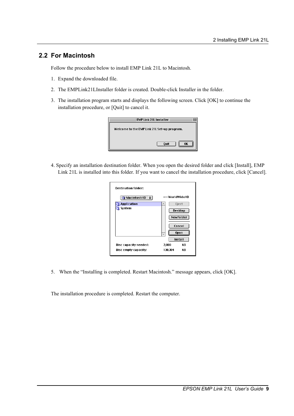 2 for macintosh | Epson 21L User Manual | Page 9 / 21