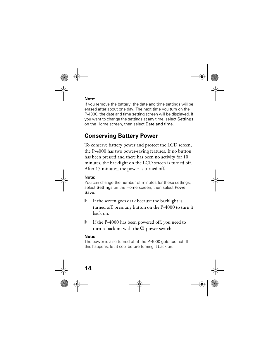 Conserving battery power | Epson Multimedia Storage Viewer P-4000 User Manual | Page 14 / 70