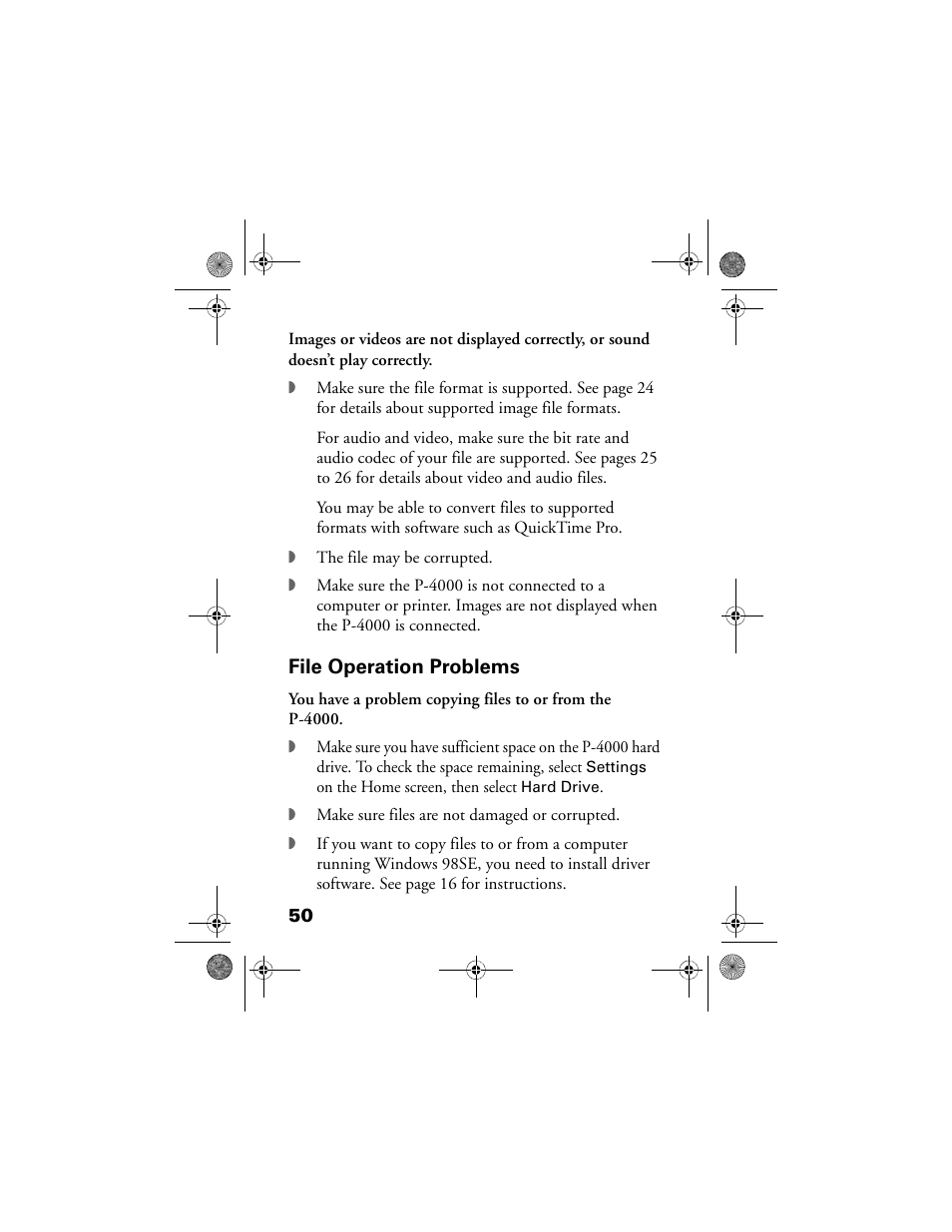 File operation problems | Epson Multimedia Storage Viewer P-4000 User Manual | Page 50 / 70