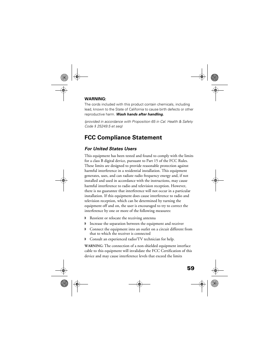 Fcc compliance statement | Epson Multimedia Storage Viewer P-4000 User Manual | Page 59 / 70