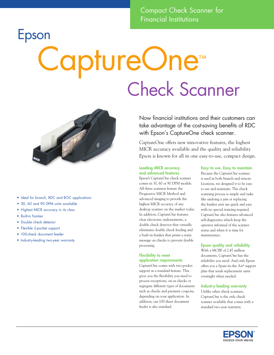 Epson CaptureOne 30DPM User Manual | 2 pages