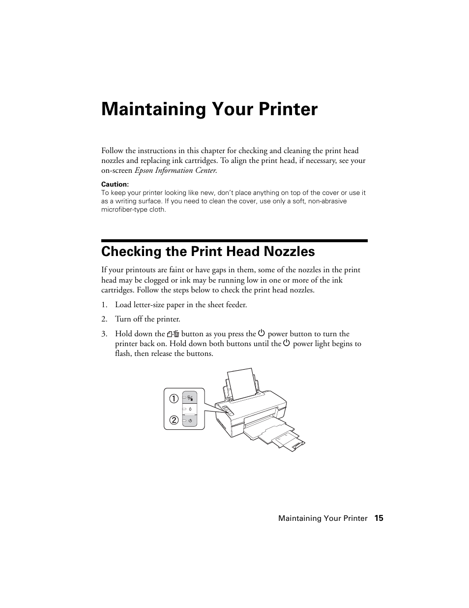 Maintaining your printer, Checking the print head nozzles | Epson WorkForce 40 Series User Manual | Page 15 / 36