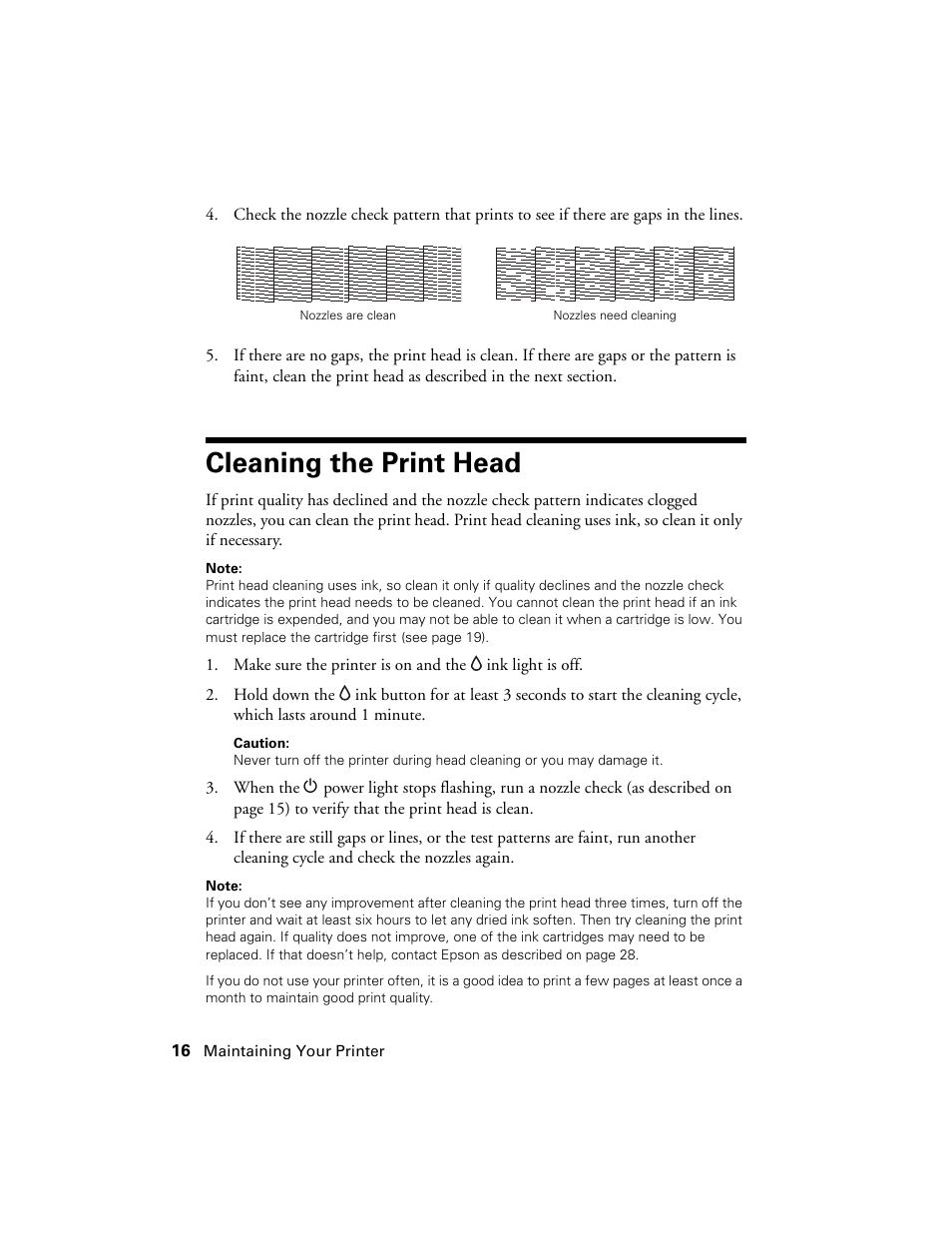 Cleaning the print head | Epson WorkForce 40 Series User Manual | Page 16 / 36