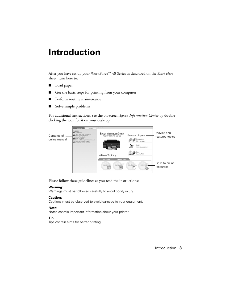 Introduction | Epson WorkForce 40 Series User Manual | Page 3 / 36