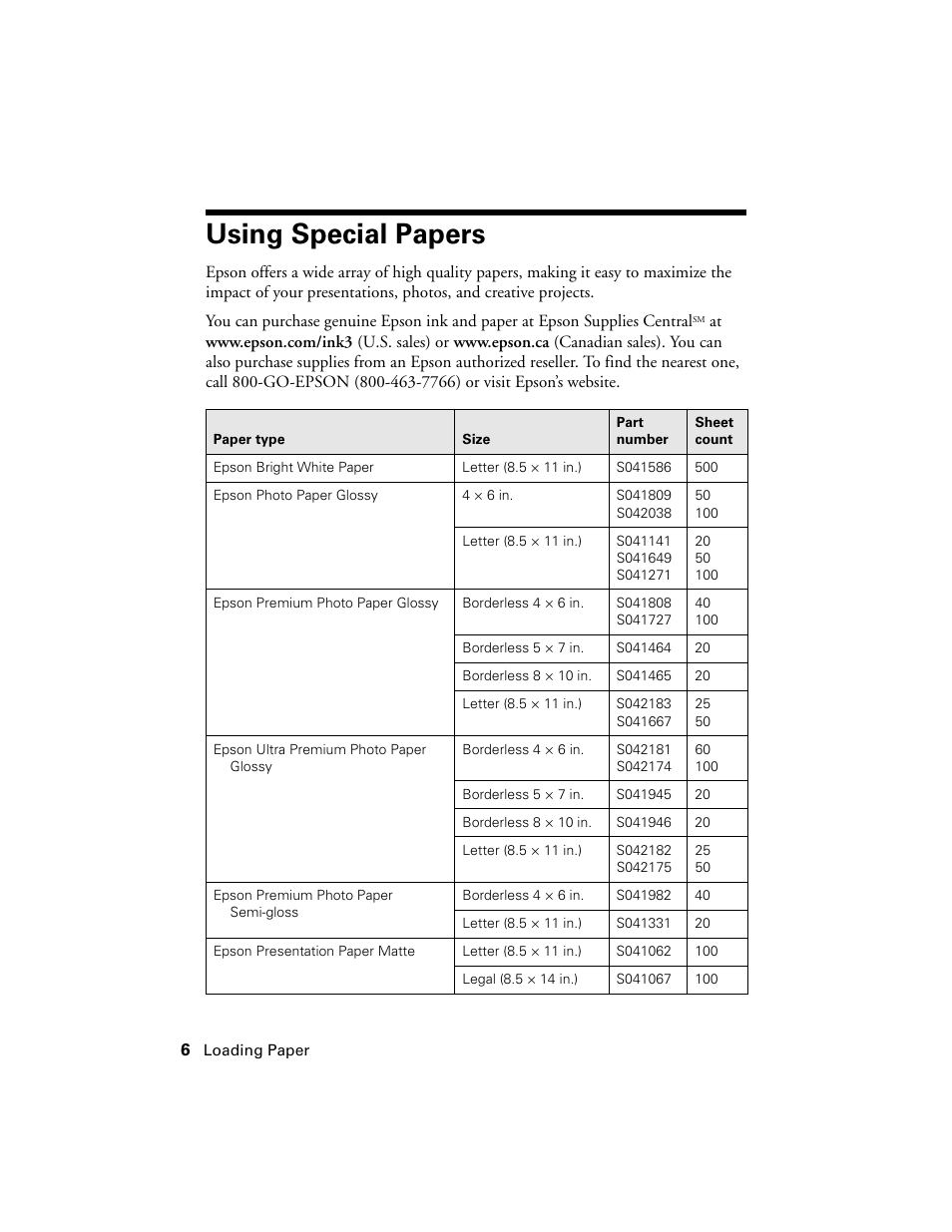 Using special papers | Epson WorkForce 40 Series User Manual | Page 6 / 36