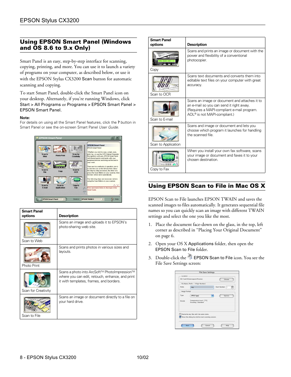 Using epson scan to file in mac os x | Epson Stylus CX3200 User Manual | Page 8 / 11