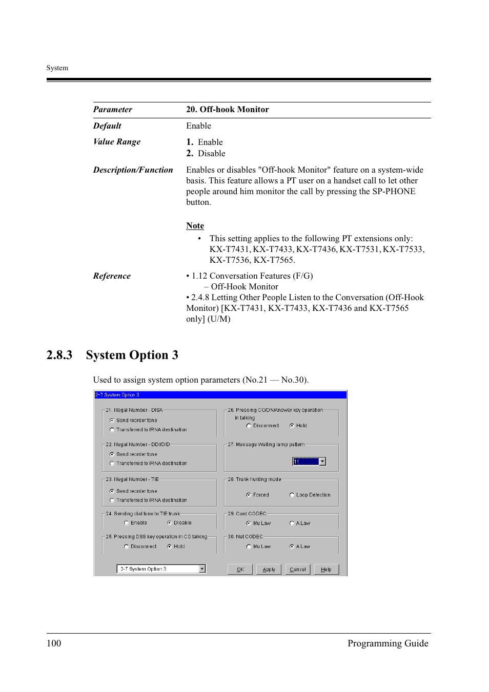 3 system option 3 | Panasonic KX-TD500 User Manual | Page 100 / 394