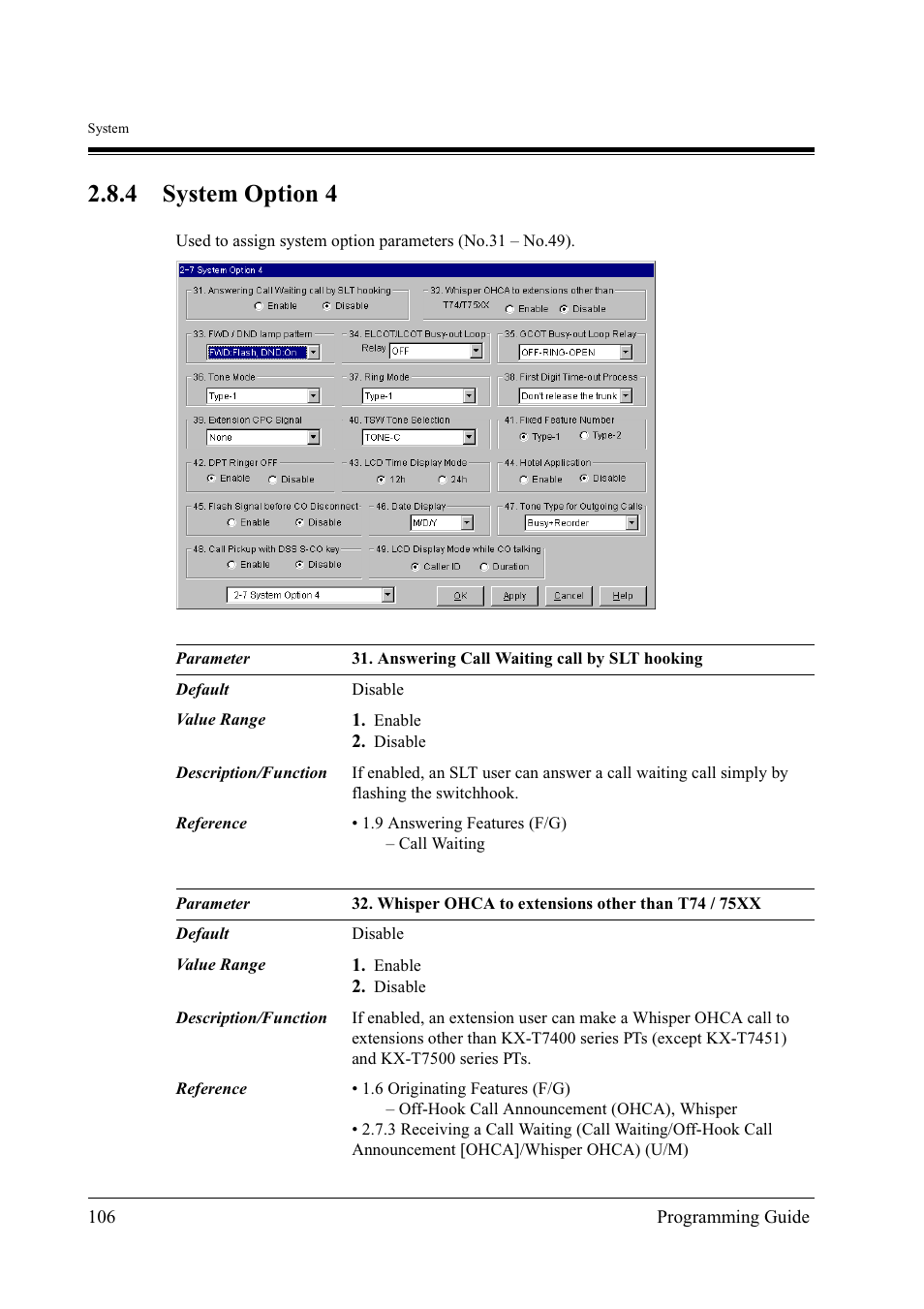 4 system option 4 | Panasonic KX-TD500 User Manual | Page 106 / 394