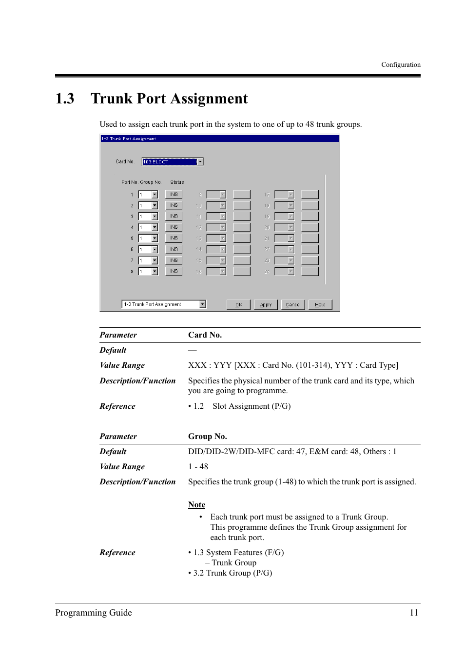 3trunk port assignment, 3 trunk port assignment | Panasonic KX-TD500 User Manual | Page 11 / 394