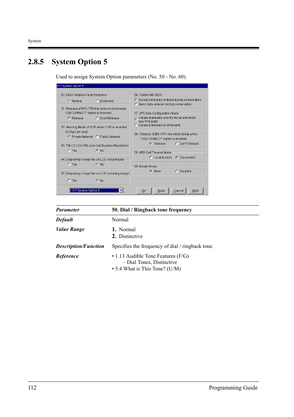 5 system option 5 | Panasonic KX-TD500 User Manual | Page 112 / 394