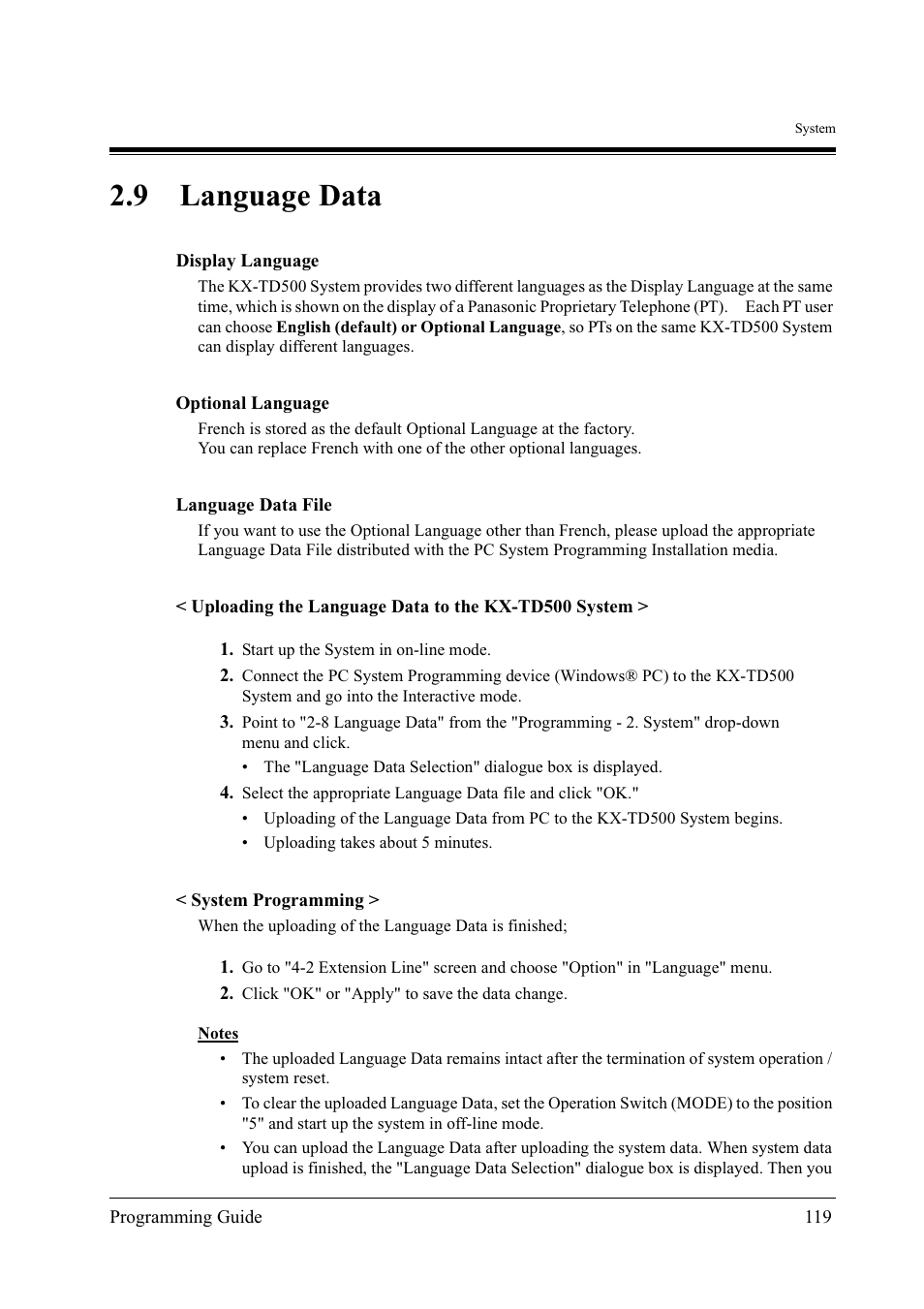 9language data, 9 language data | Panasonic KX-TD500 User Manual | Page 119 / 394