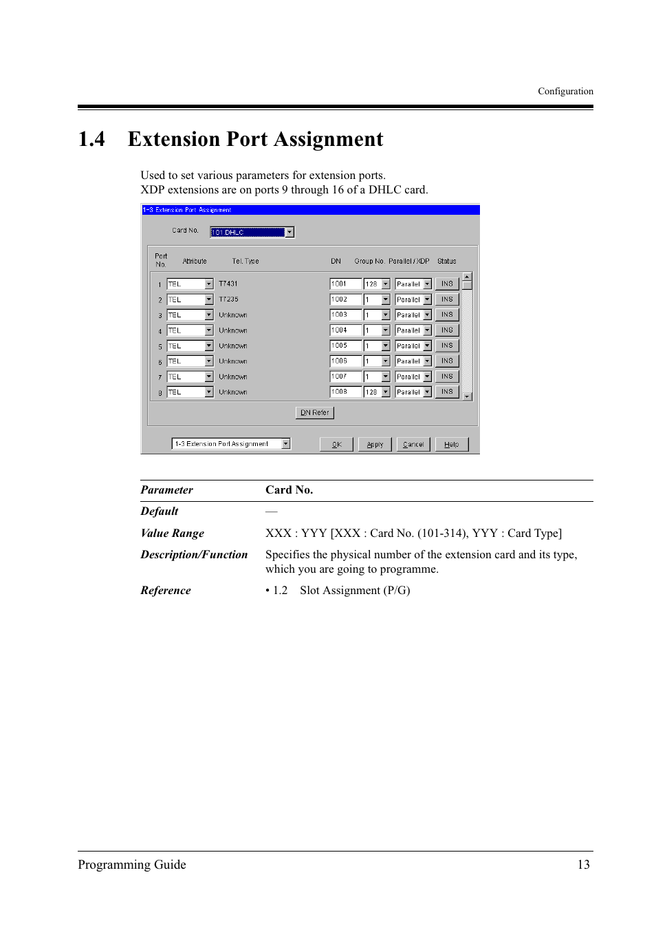 4extension port assignment, 4 extension port assignment | Panasonic KX-TD500 User Manual | Page 13 / 394