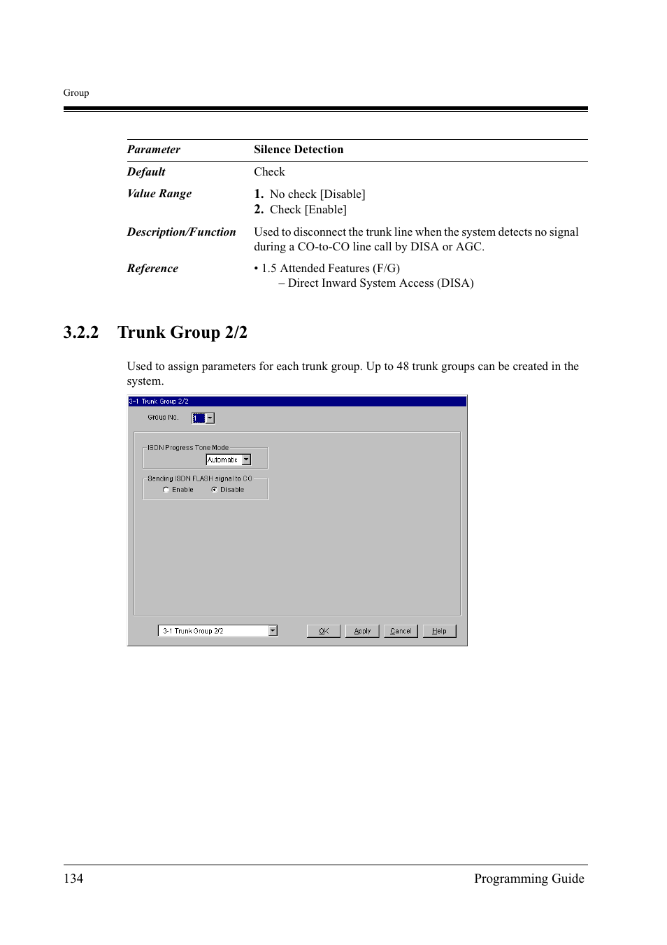 2 trunk group 2/2 | Panasonic KX-TD500 User Manual | Page 134 / 394