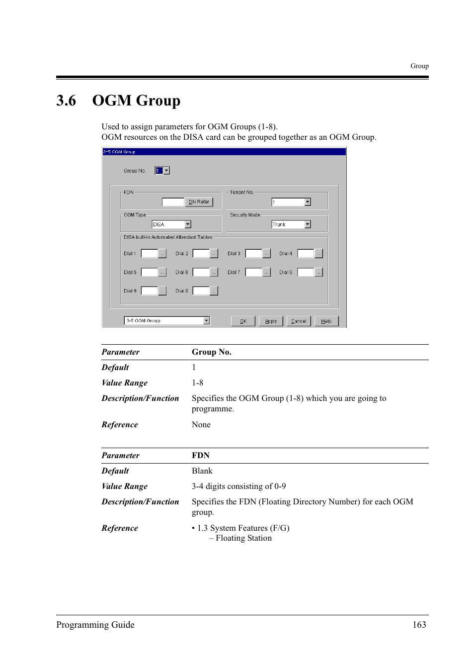 6ogm group, Ogm group, 6 ogm group | Panasonic KX-TD500 User Manual | Page 163 / 394