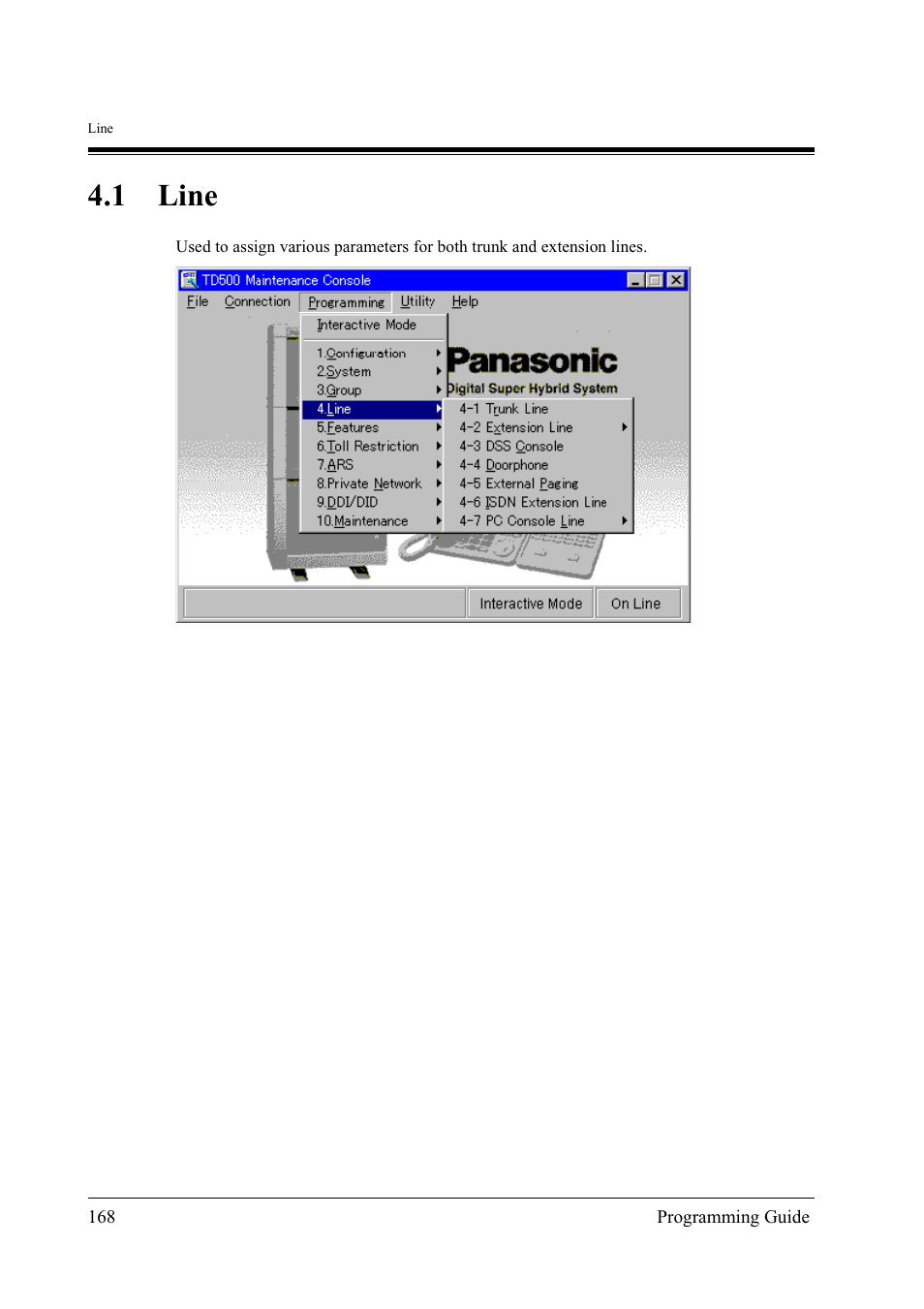 1line, 1 line | Panasonic KX-TD500 User Manual | Page 168 / 394