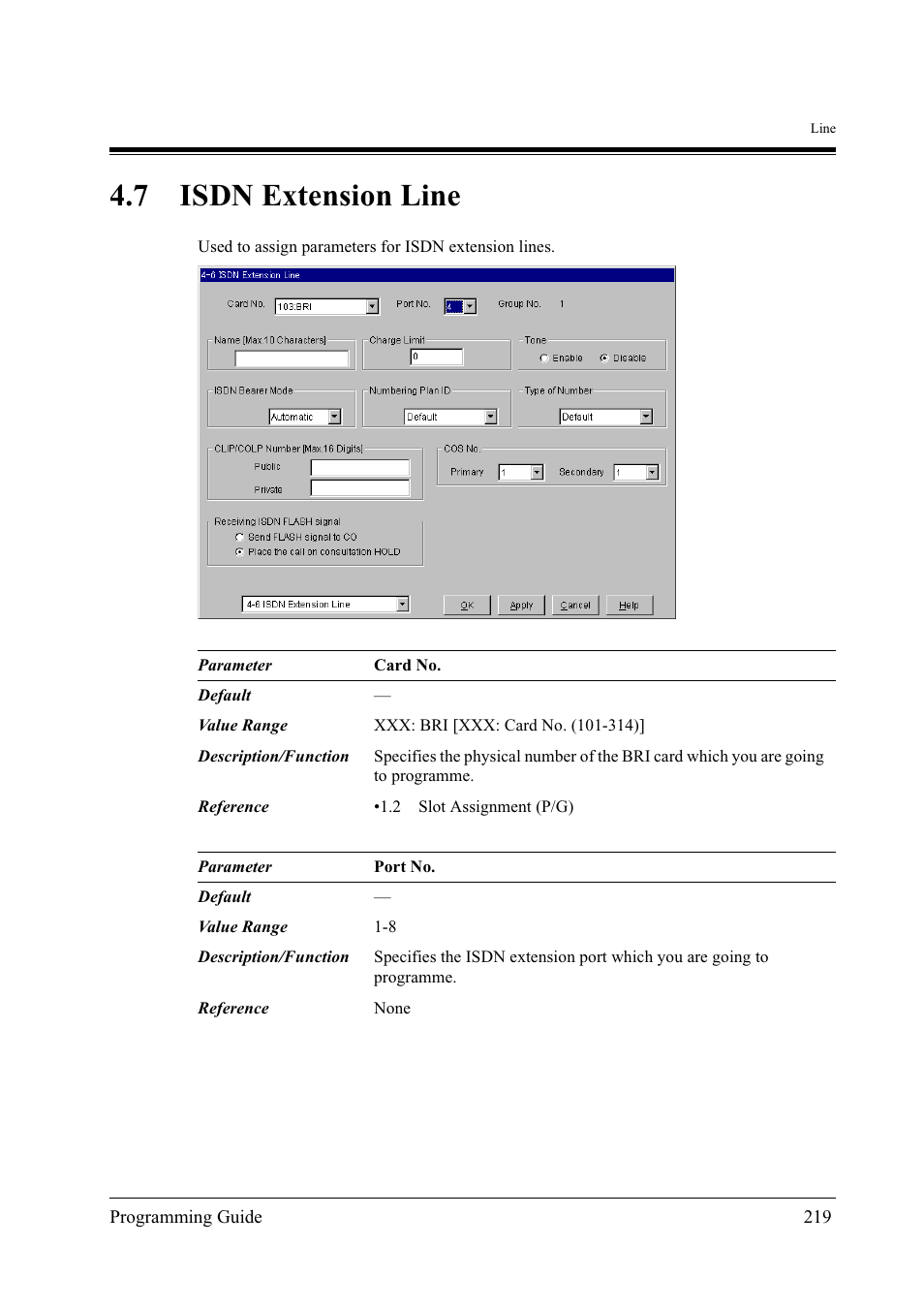 7isdn extension line, Isdn extension line, 7 isdn extension line | Panasonic KX-TD500 User Manual | Page 219 / 394