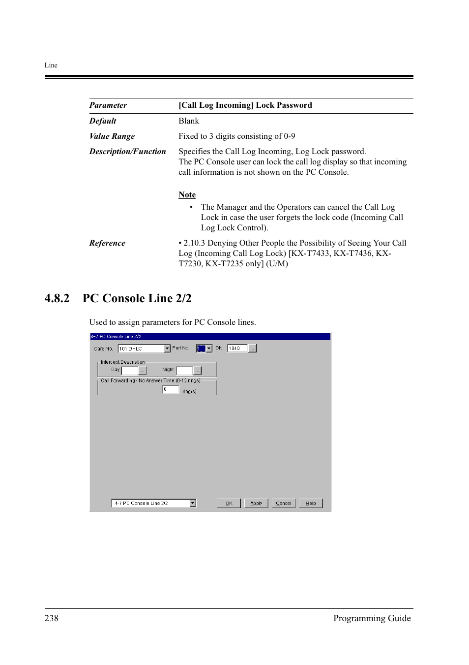 2 pc console line 2/2 | Panasonic KX-TD500 User Manual | Page 238 / 394