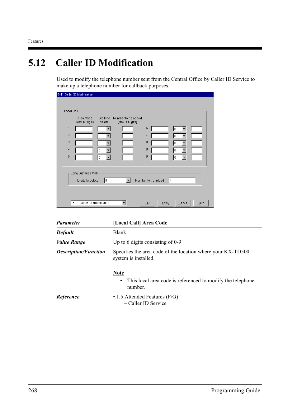 12caller id modification, 12 caller id modification | Panasonic KX-TD500 User Manual | Page 268 / 394