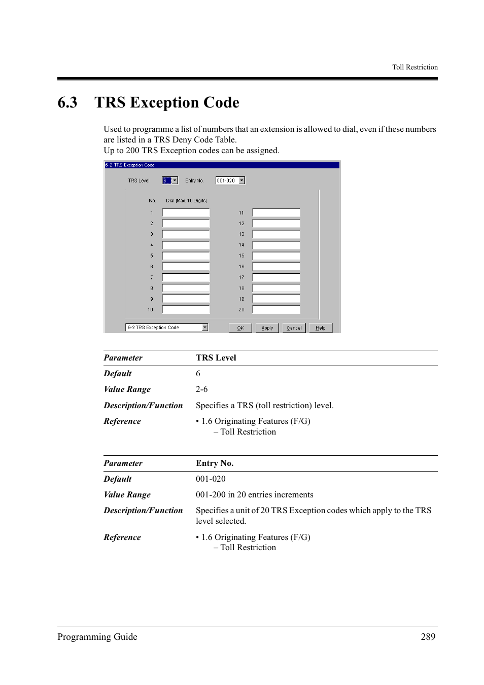 3trs exception code, 3 trs exception code | Panasonic KX-TD500 User Manual | Page 289 / 394