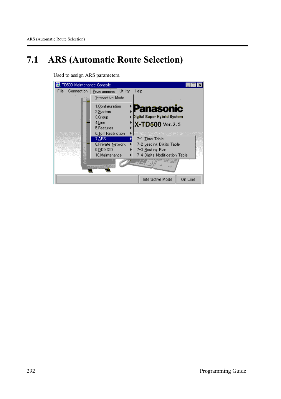 1ars (automatic route selection), Ars (automatic route selection), 1 ars (automatic route selection) | Panasonic KX-TD500 User Manual | Page 292 / 394