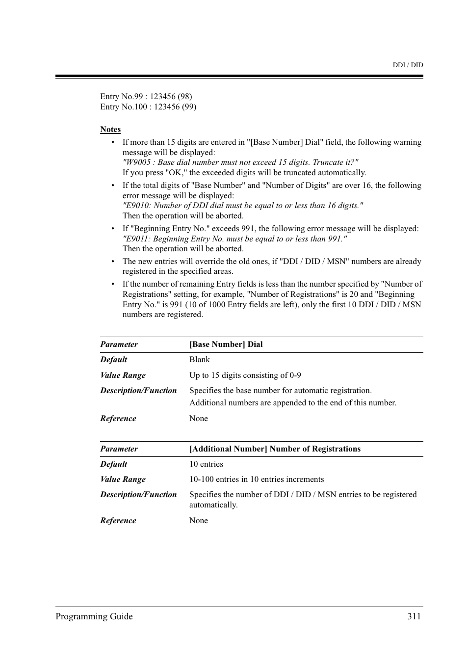 Panasonic KX-TD500 User Manual | Page 311 / 394