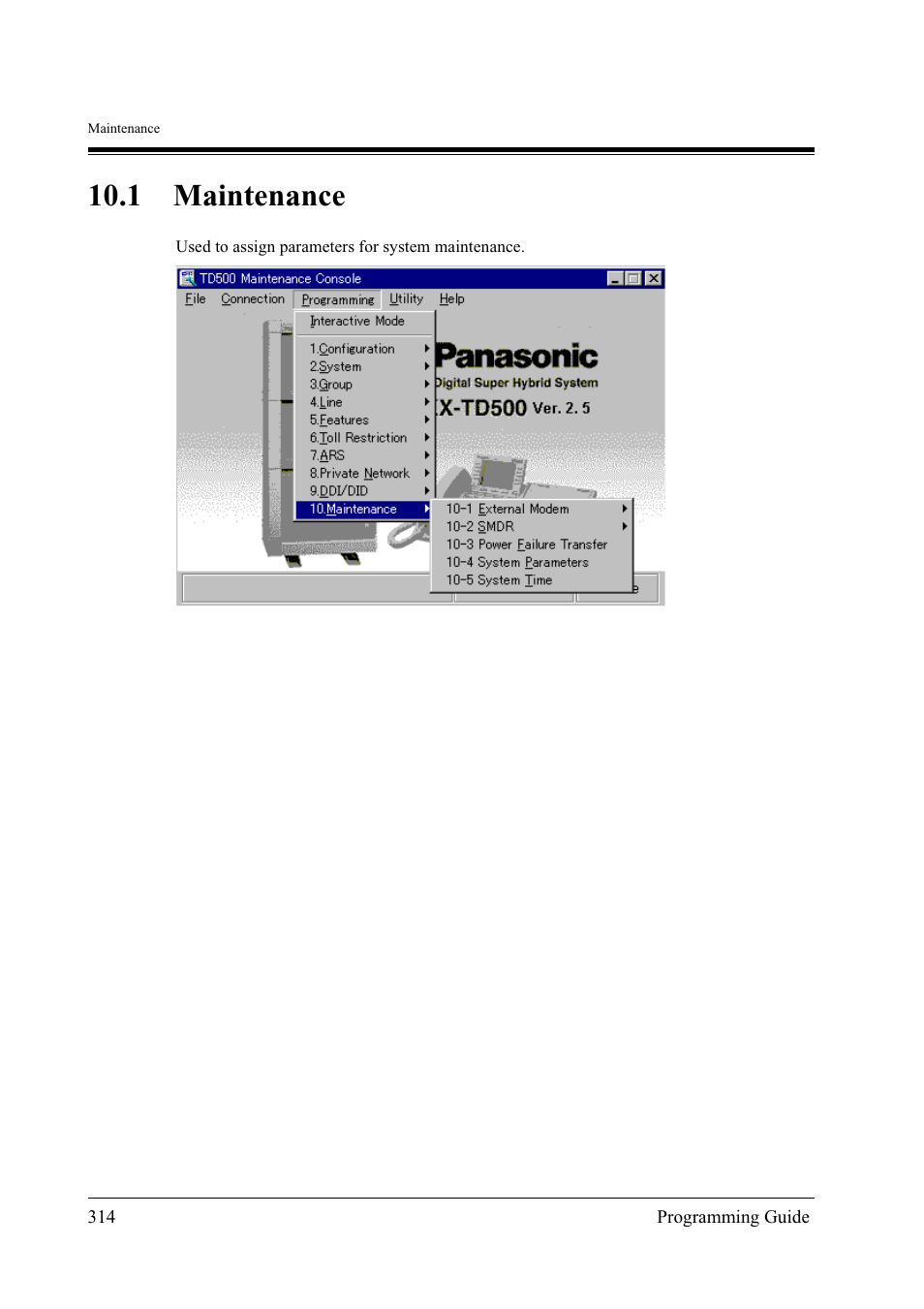 1maintenance, 1 maintenance | Panasonic KX-TD500 User Manual | Page 314 / 394