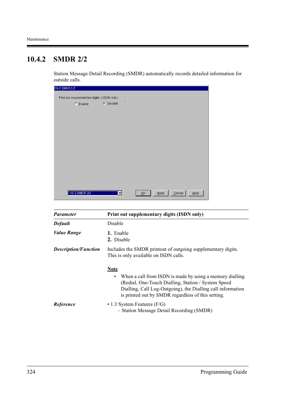 2 smdr 2/2 | Panasonic KX-TD500 User Manual | Page 324 / 394